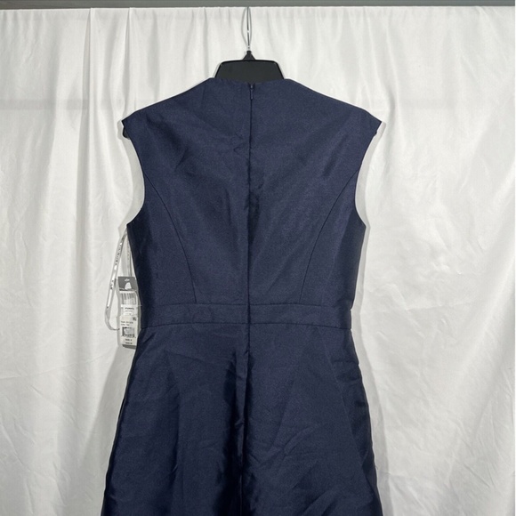 NWT‎ $268 Kay Unger [ 6 ] V Neck Mikado Tea Length Dress in Blue - Picture 13 of 14